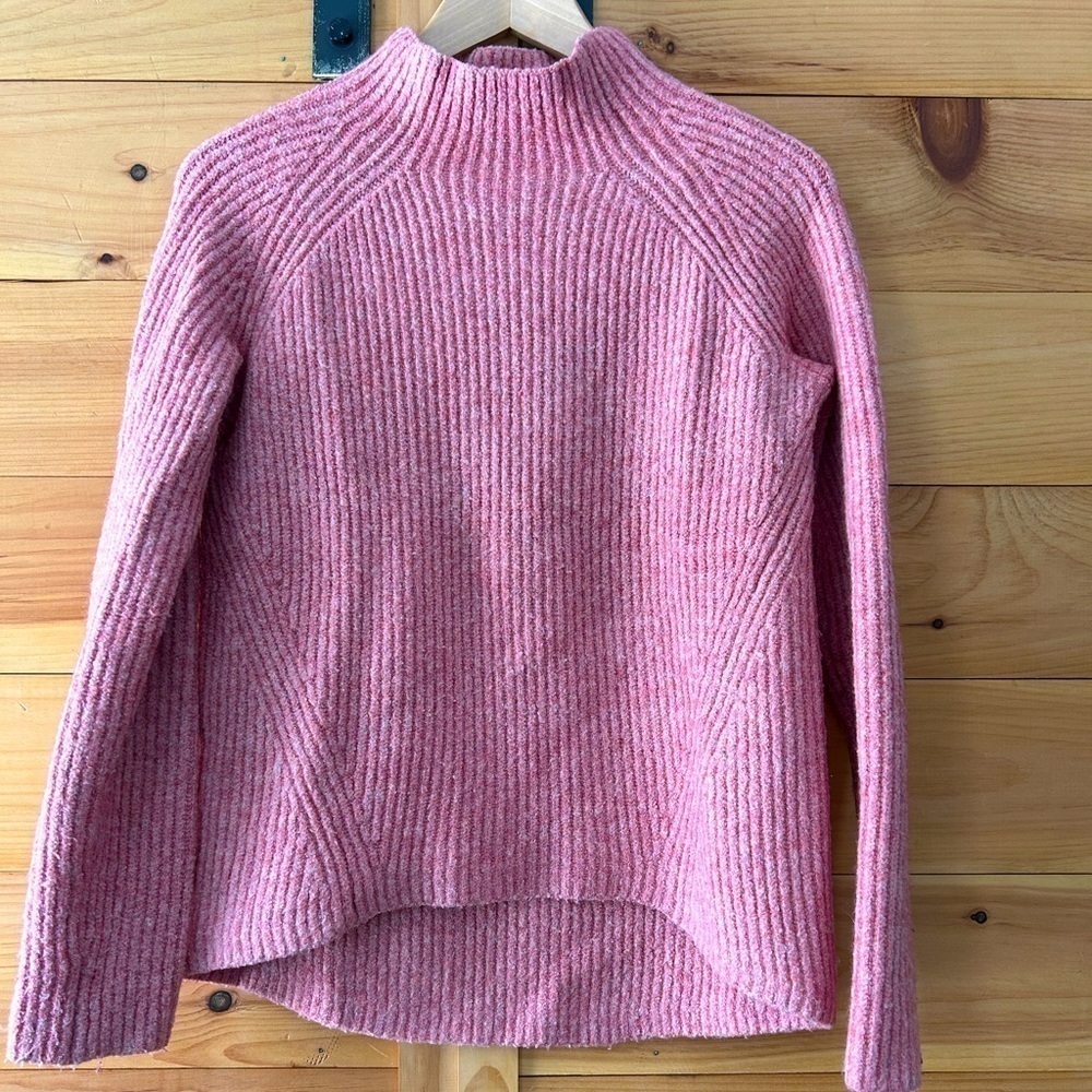 MADEWELL NORTHFIELD RIBBED MOCKNECK SWEATER PINK SMALL